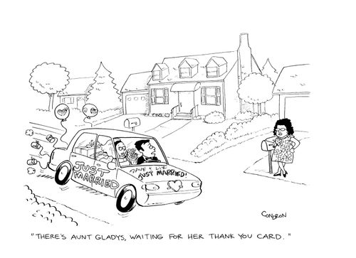 "There's Aunt Gladys, waiting for her thank you card."