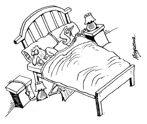 Woman's lover reading under the bed.