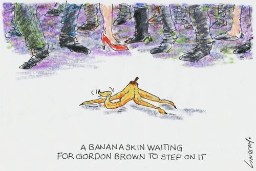 Banana skin waiting for Gordon Brown to stand on it.
