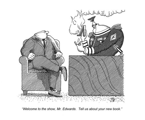 "Welcome to the show, Mr. Edwards. Tell us about your new book."