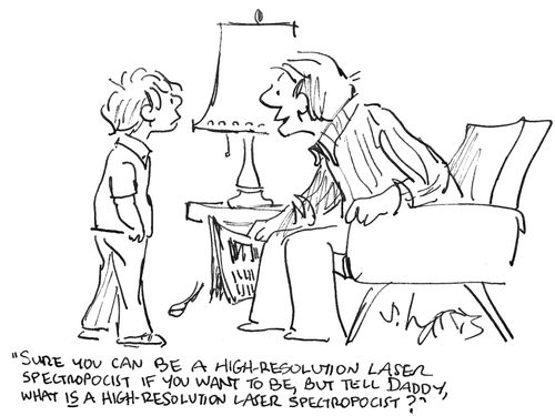 'Sure you can be a high-resolution laser spectropocist if tou want to be, but tell Daddy, what is a high-resolution laser spectropocist.'
