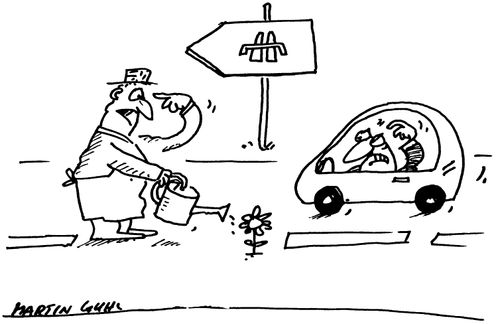 Man tending plant on the motorway/freeway
