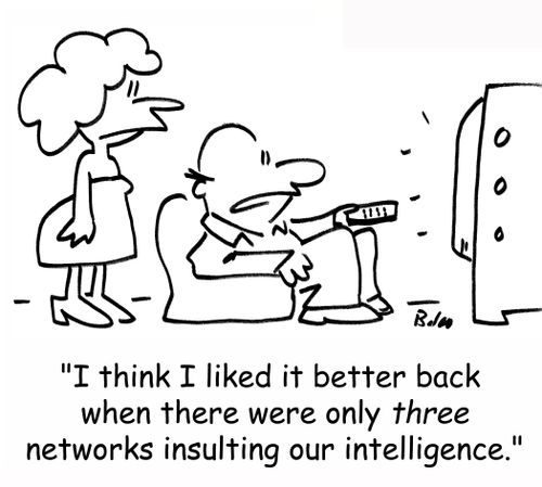 'I think I liked it better back when there were only three networks insulting our intelligence.'