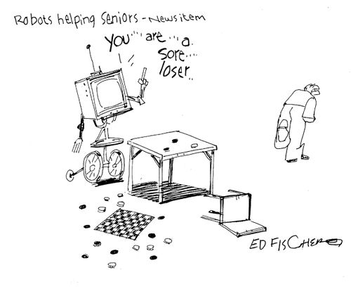 'Robots helping seniors.'