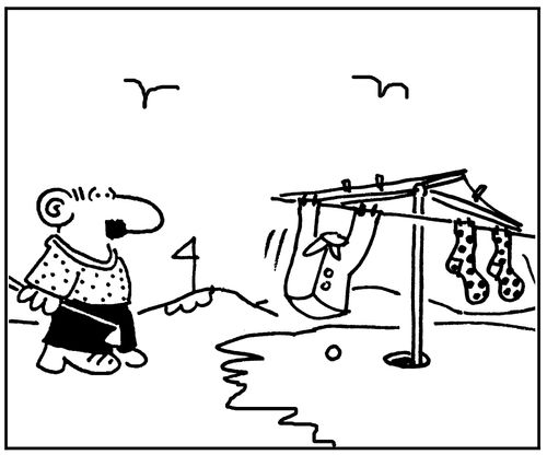 A washing line in a golf hole