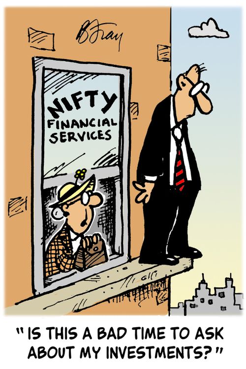 'Is this a bad time to ask about my investments?'