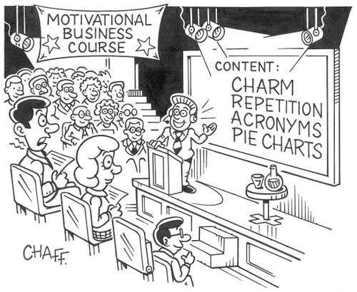Motivational Business Course: Charm, Repetition, Acronyms, Pie Charts.