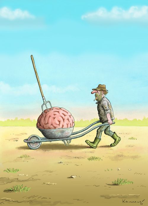 Farmer with a big brain.