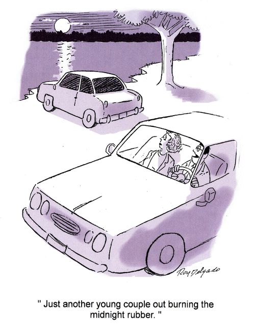 'Just another young couple out burning the midnight rubber.'