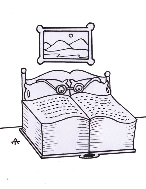 Reading in bed.