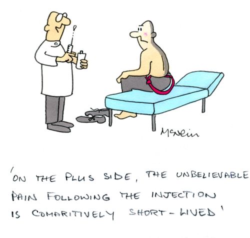 'On the plus side, the unbelievable pain following the injection is comparatively short-lived.'