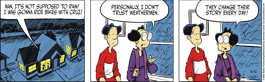 "Personally, I don't trust weathermen. They change their story every day!"