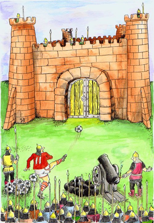Footballers in the Middle Ages.
