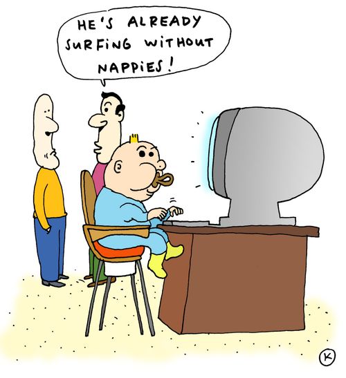 'He's already surfing without nappies!'