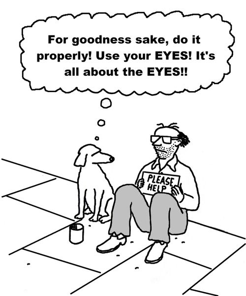 'For goodness sake, do it properly! Use your EYES! It's all about the EYES!!'