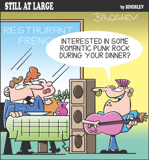 "Interested in some romantic punk rock during your dinner?"