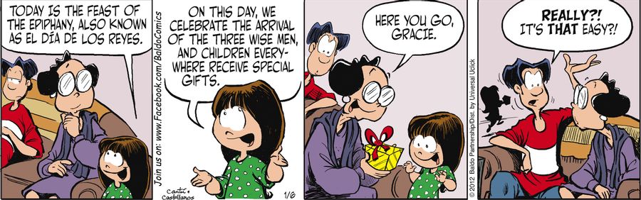 "Today is the Feast of the Epiphany, also known as El Dia de los Reyes. On this day, we celebrate the arrival of the three wise men, and children everywhere receive special gifts."
