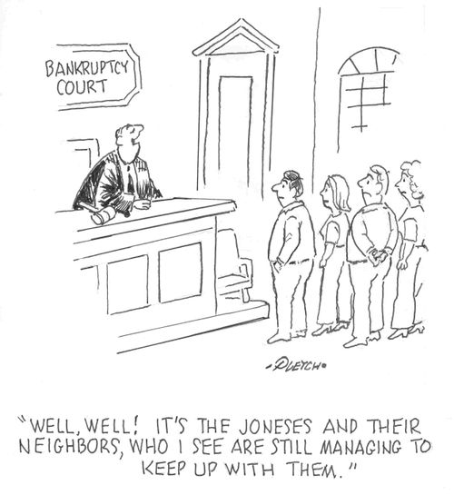 'Well, well! It's the Joneses and their neighbors, who I see are still managing to keep up with them' 