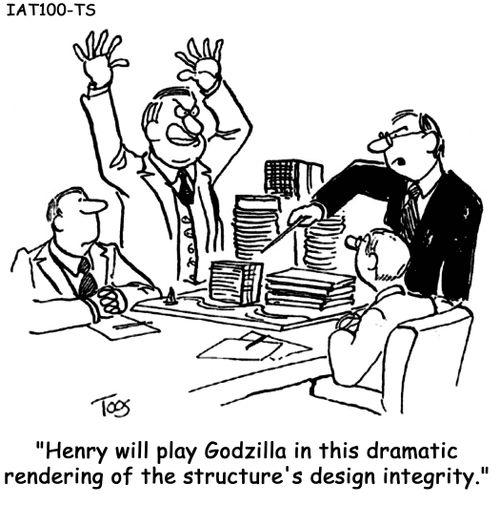 'Henry will play Godzilla in this dramatic rendering of the structure's design integrity.'