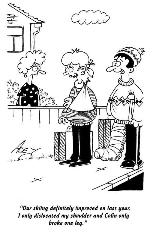 'Our skiing definitely improved on last year. I only dislocated my shoulder and Colin only broke one leg.'