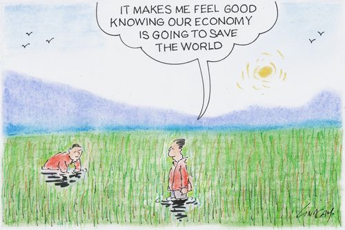 "It makes me feel good knowing our economy is going to save the world."