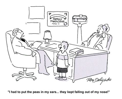 'I had to put the peas in my ears... they kept falling out my nose!'