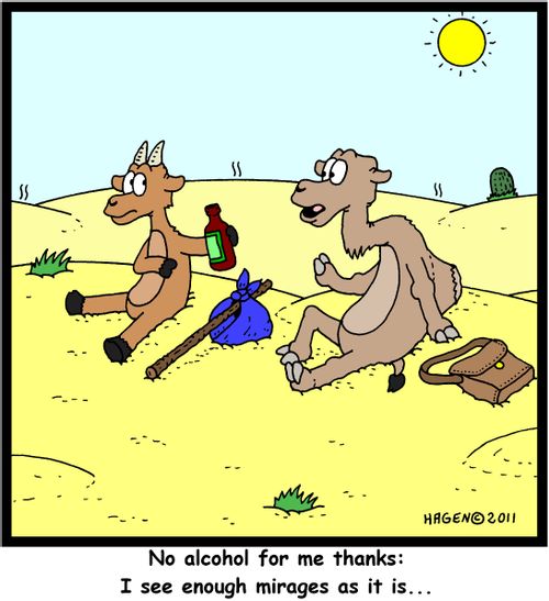 'No alcohol for me thanks: I see enough mirages as it is...'