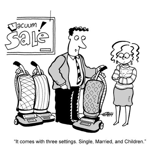 'It comes with three settings. Single, Married, and Children.'