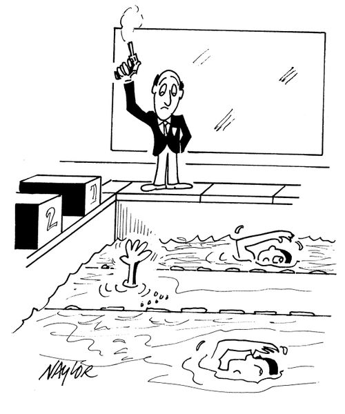 Drowning swimmer.