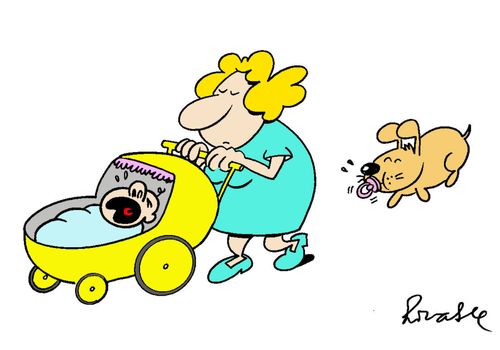 Dog with a dummy.