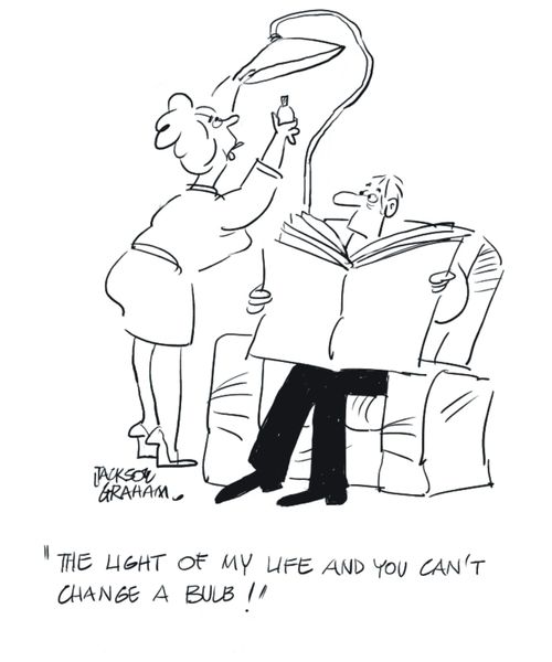 "The light of my life and you can't change a bulb!"