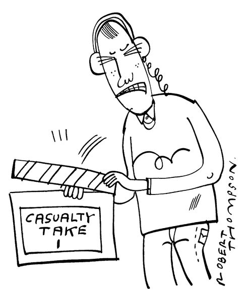 'Casualty, Take one' clapper board traps persons finger