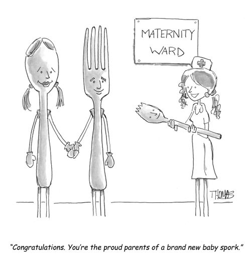 'Congratulations. You're the proud parents of a brand new baby spork.'
