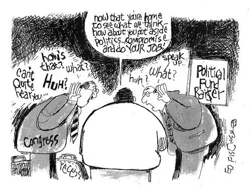 'Now that you're home to see what we think - how about you put aside politics...compromise and do your job!'