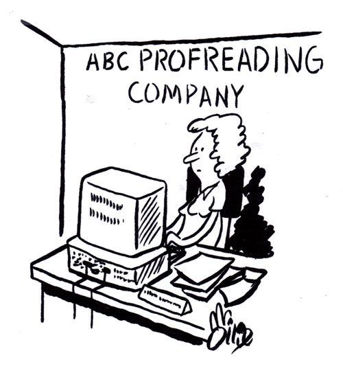 sign on wall: "ABC Profreading Company"
