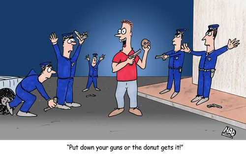 'Put down your guns or the donut get its!'