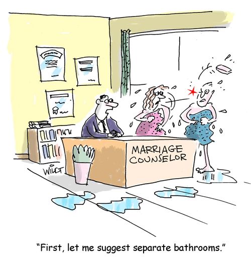"First, let me suggest separate bathrooms."