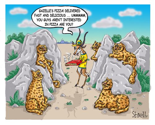 Gazelle Pizza#:'You guys aren't interested in pizza are you?'