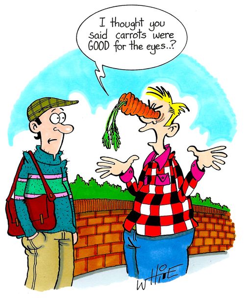 "I thought you said carrots were Good for the eyes...?"