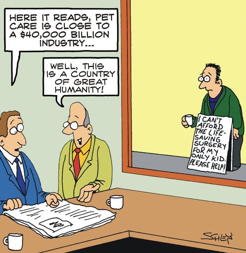 'Here it reads, pet care is close to a $40,000 billion industry. . .'