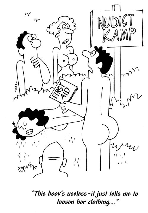 'This book's useless - it just tells me to loosen her clothing...'