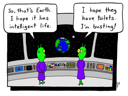 "So, that's Earth. I hope it has intelligent life!"