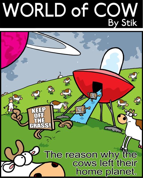 The reason why the cows left their home planet.