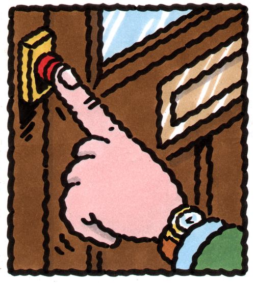 Ringing a doorbell.