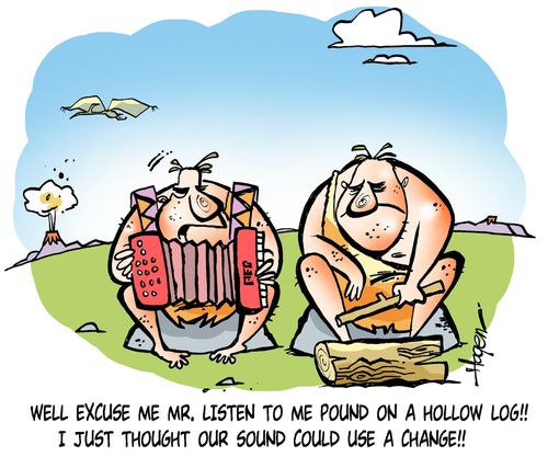 'Well excuse me Mr. watch me pound on a hollow log!! I just thought our sound could use a change!!'