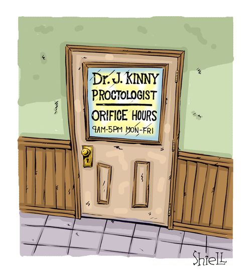 Proctologist Orifice Hours. 