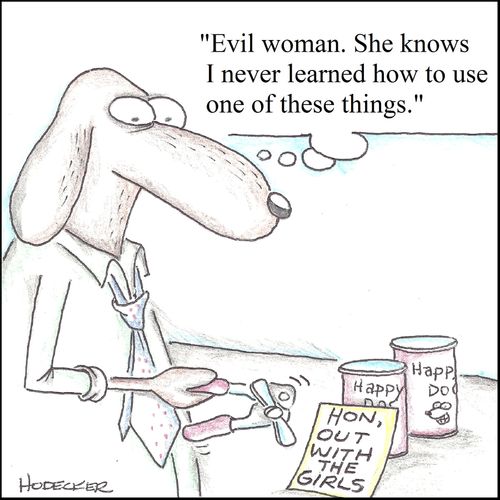 'Evil woman. She knows I never learned how to use one of these things.'
