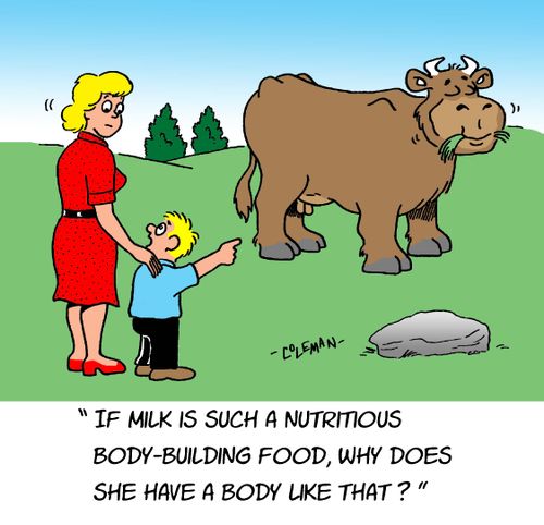 "If milk is such a nutritious body-building food, why does she have a body like that?"