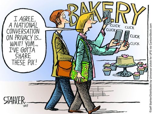 "I agree, a national conversation on privacy is wait! Yum...I've gotta share these pix!"