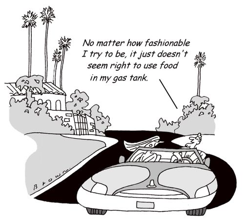 "No matter how fashionable I try to be, it just doesn't seem right to put food in the gasoline tank."